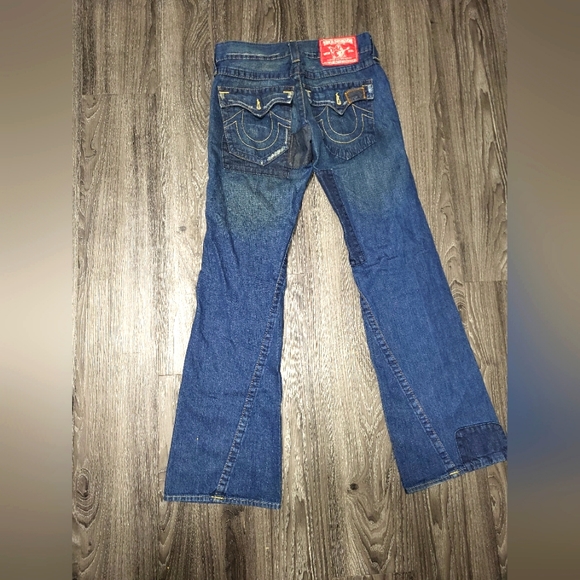 VINTAGE TRUE RELIGION FLARED JEANS - 32W UK 10 BLUE COTTON - Picture 2 of 11